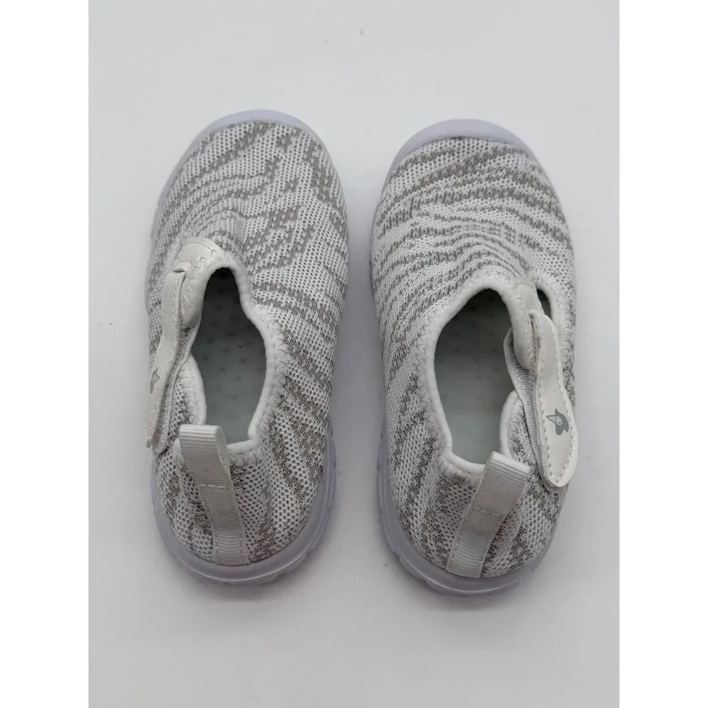 Kids Gray White Tiger Stripe Mesh Water Shoes Slip On Sneakers Size 7/8
